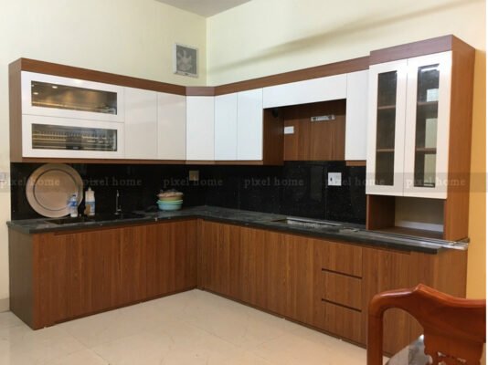 tủ bếp chữ L MDF phủ Melamine