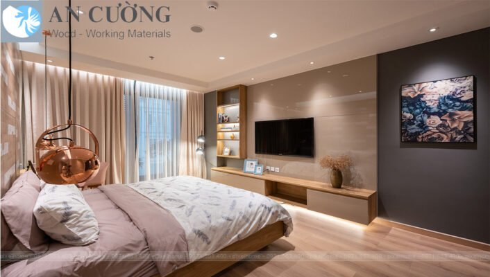 Ứng dụng tấm Picomat phủ Acrylic An Cường cho nội thất phòng ngủ