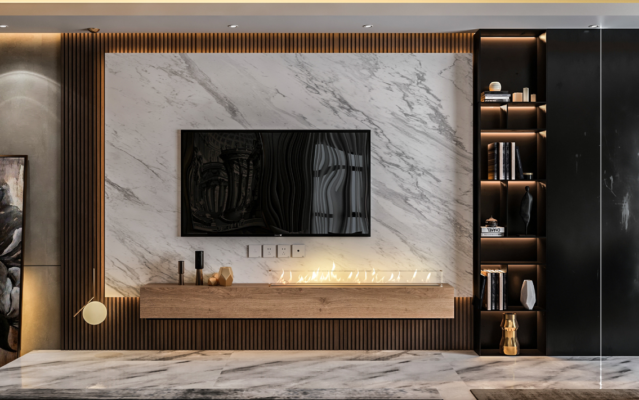 Ốp tường phòng khách ấn tượng