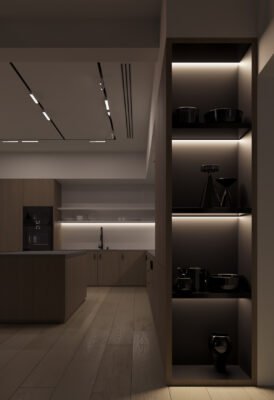 Tủ bếp chất liệu MDF cánh Melamine
