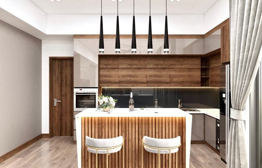 Tủ bếp gỗ mdf chống ẩm phủ acrylic cao cấp