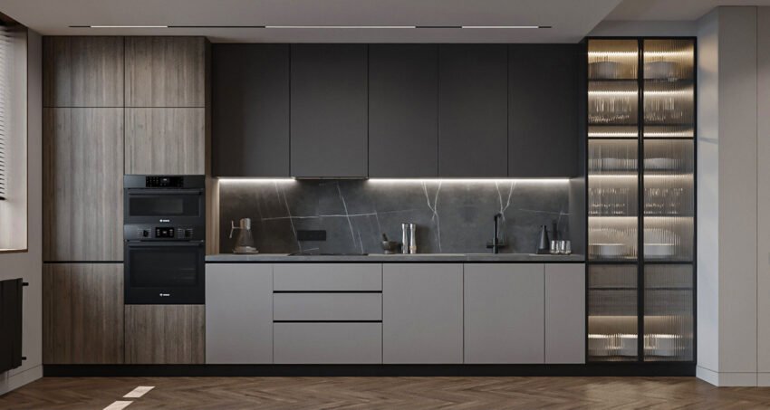 Tủ bếp gỗ MDF chống ẩm phủ Melmaine cao cấp