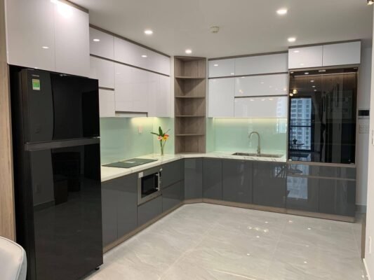 Tủ bếp gỗ mdf cánh phủ acrylic