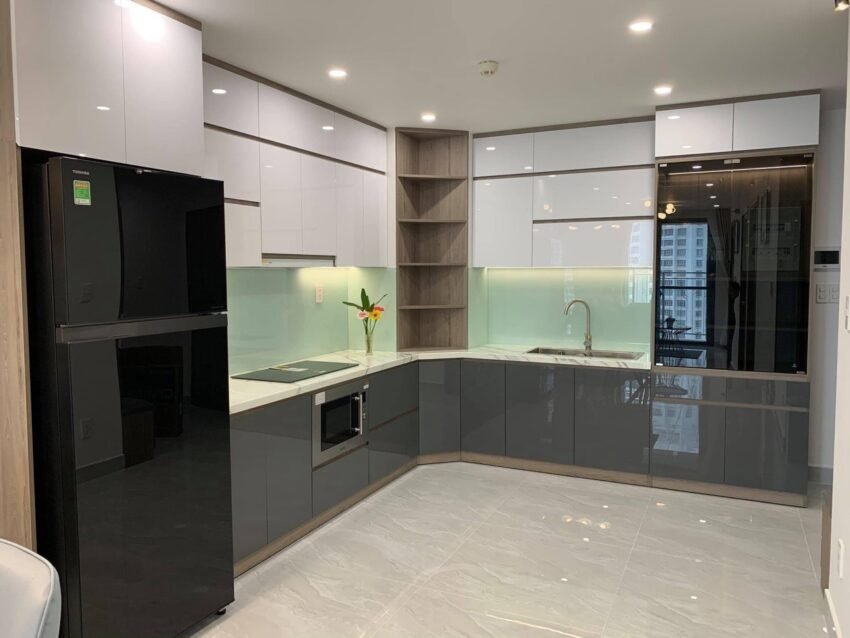Tủ bếp gỗ mdf cánh phủ acrylic
