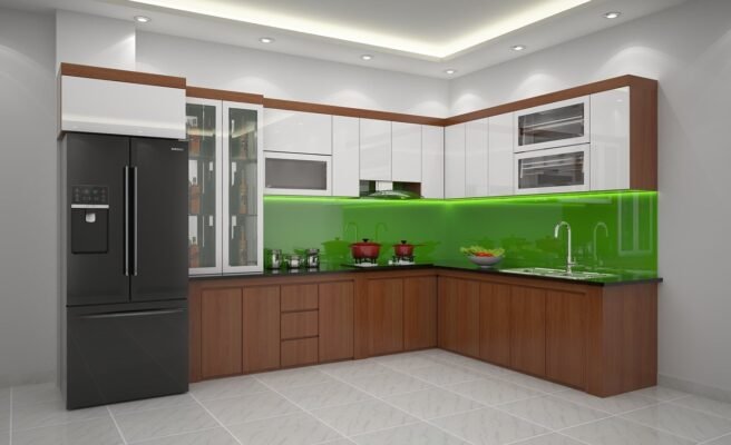 Tủ bếp gỗ MDF chống ẩm cánh phủ Mlamine siêu đẹp