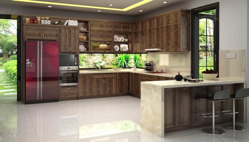 Tủ bếp gỗ óc chó đẳng cấp