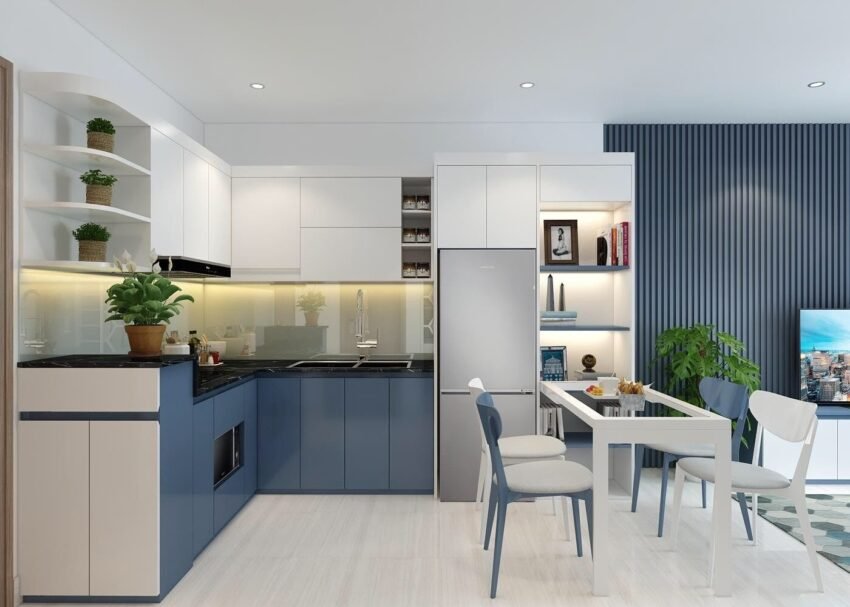 Tủ bếp nhựa pvc chống nước cánh gỗ MDF chống ẩm phủ melamine