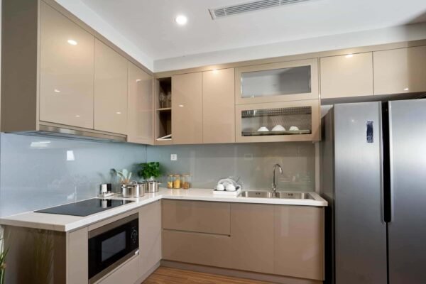 Tủ bếp nhựa cánh phủ acrylic An Cường