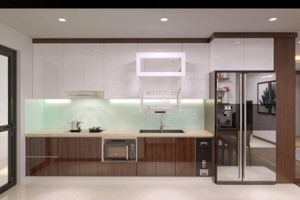 Tủ bếp nhựa Picomat cánh phủ acrylic hiện đại