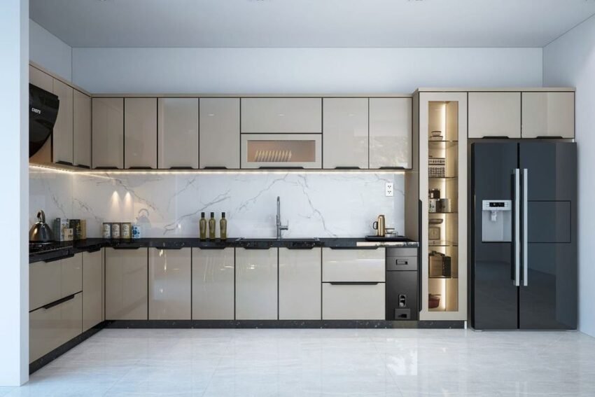 Tủ bếp inox cánh kính cường lực cao cấp