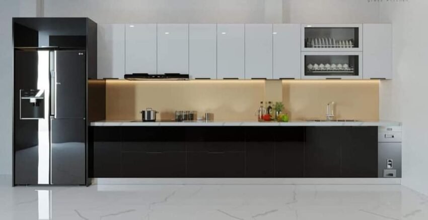 Tủ bếp inox cánh kính cường lực cao cấp