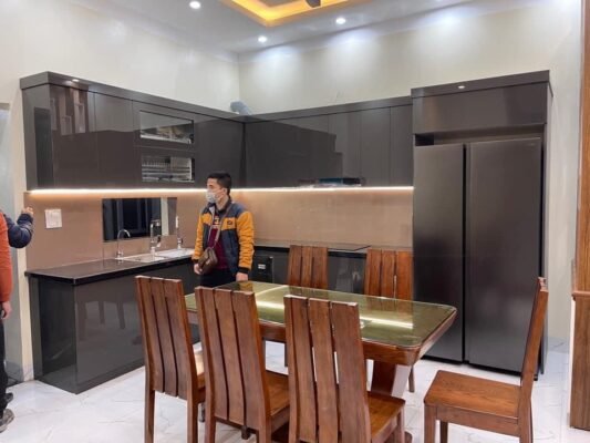 Tủ bếp gỗ MDF lõi xanh chống ẩm cánh phủ Acrylic